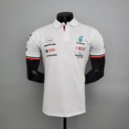 Camisa Gola Polo Fórmula 1 Mercedes-Benz F1 Branca Team Driver