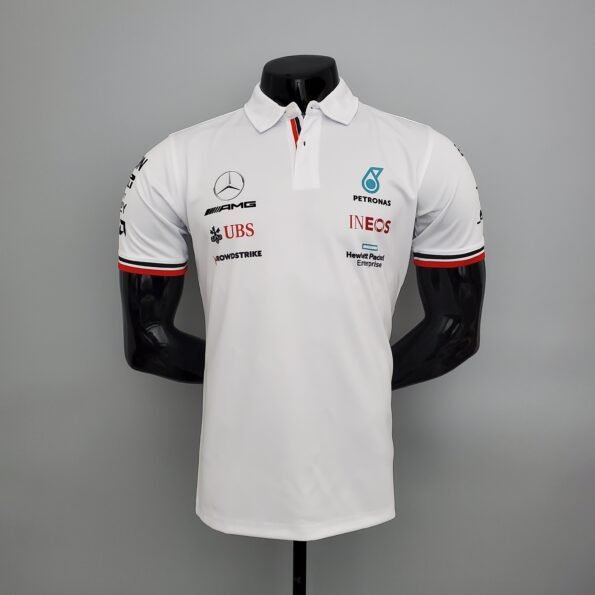 Camisa Gola Polo Fórmula 1 Mercedes-Benz F1 Branca Team Driver