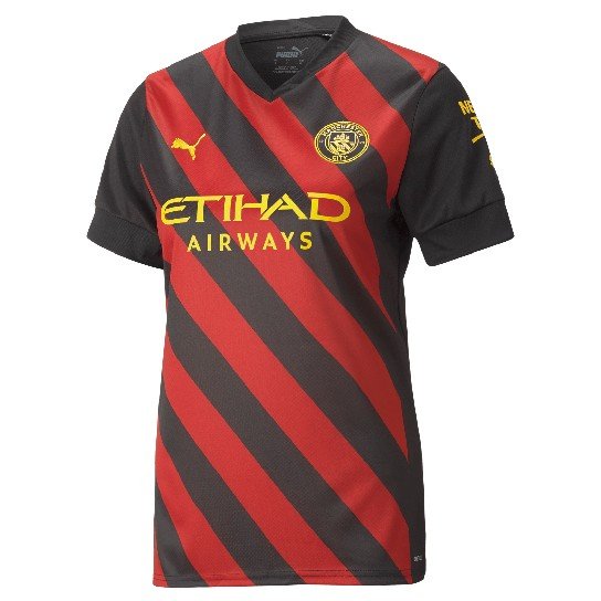 Camisa Manchester City Vermelha com Preto 2022