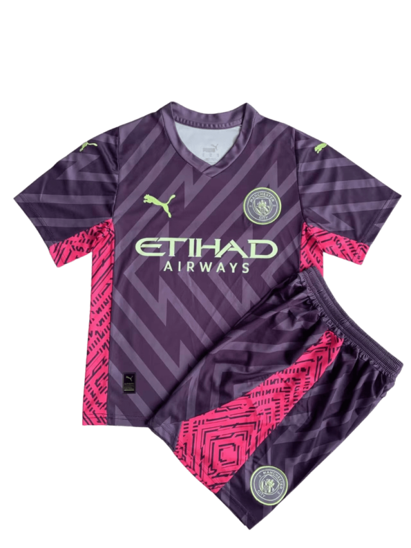 Kit Infantil Manchester City Roxo Goleiro 2023/24 Unissex