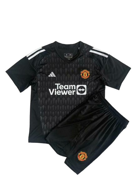 Kit Infantil Manchester United Preto Goleiro 2023/24 Unissex