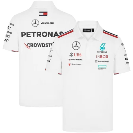 Camiseta Polo Mercedes AMG Petronas F1 2024 Branca Team Driver