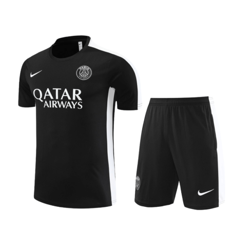 Conjunto de Treino PSG Camisa Preta + Bermuda Preta 2023/24
