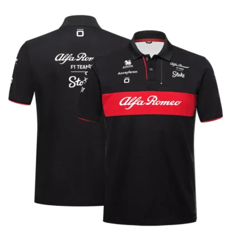 Camisa Polo Alfa Romeo F1 Team Preta Masculina