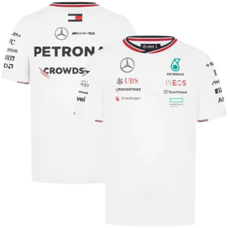 Camiseta Mercedes AMG Petronas F1 2024 Branca Infantil